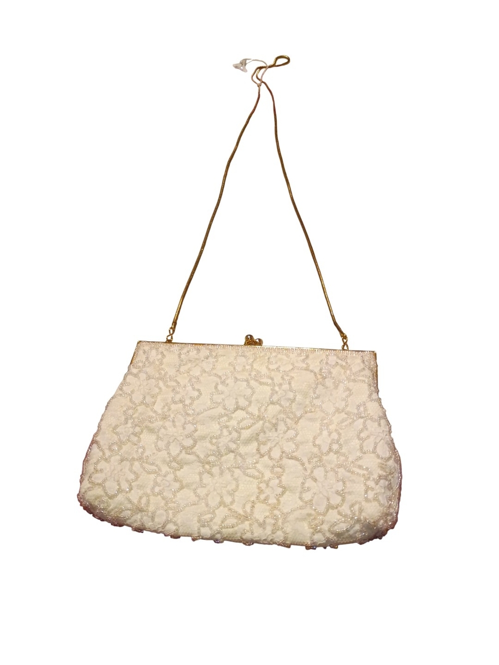 Carolyne Barton white Beaded Purse Evening Bag Clutch Vintage. OBO